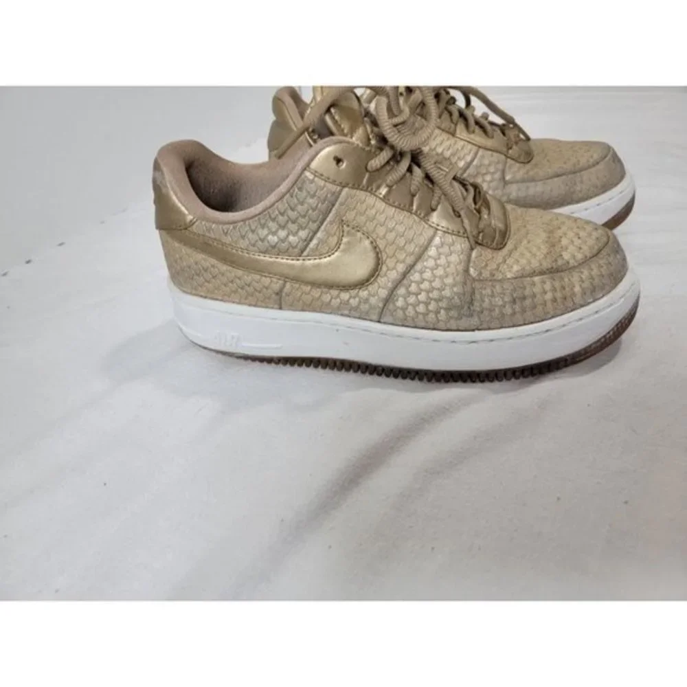 Nike AF1‎ Air Force 1 Upstep Premium Blur Gold Shoes 917590-900 Womens Size 10